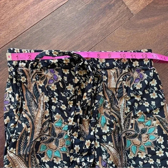 Warm Pickford Wide Leg Pants Boho Floral Paisely Black Purple Tan 100% Cotton 0 - Picture 11 of 12